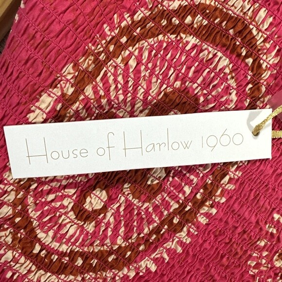 House of Harlow 1960 Top Skirt Set Womens Large Pink Print One Shoulder NWT - Picture 6 of 11